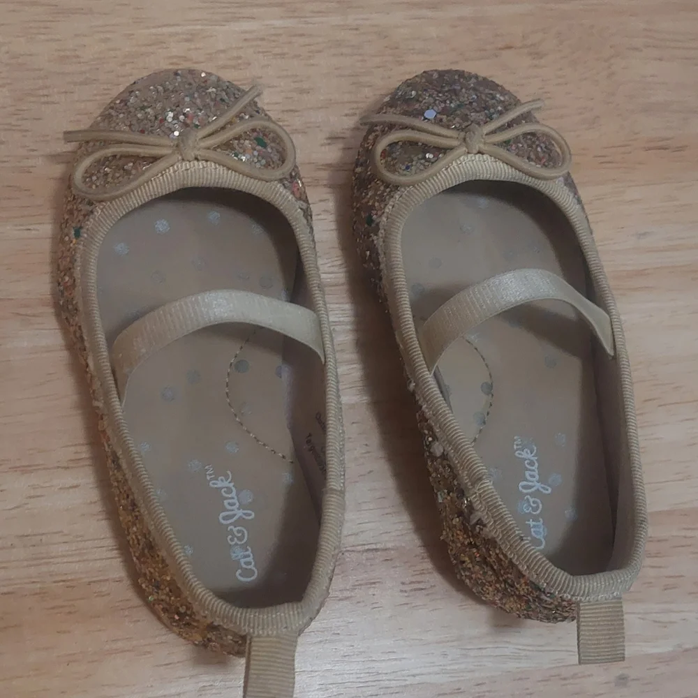 Cat & Jack Glittered Baby Girl Slip On Shoes Size 5